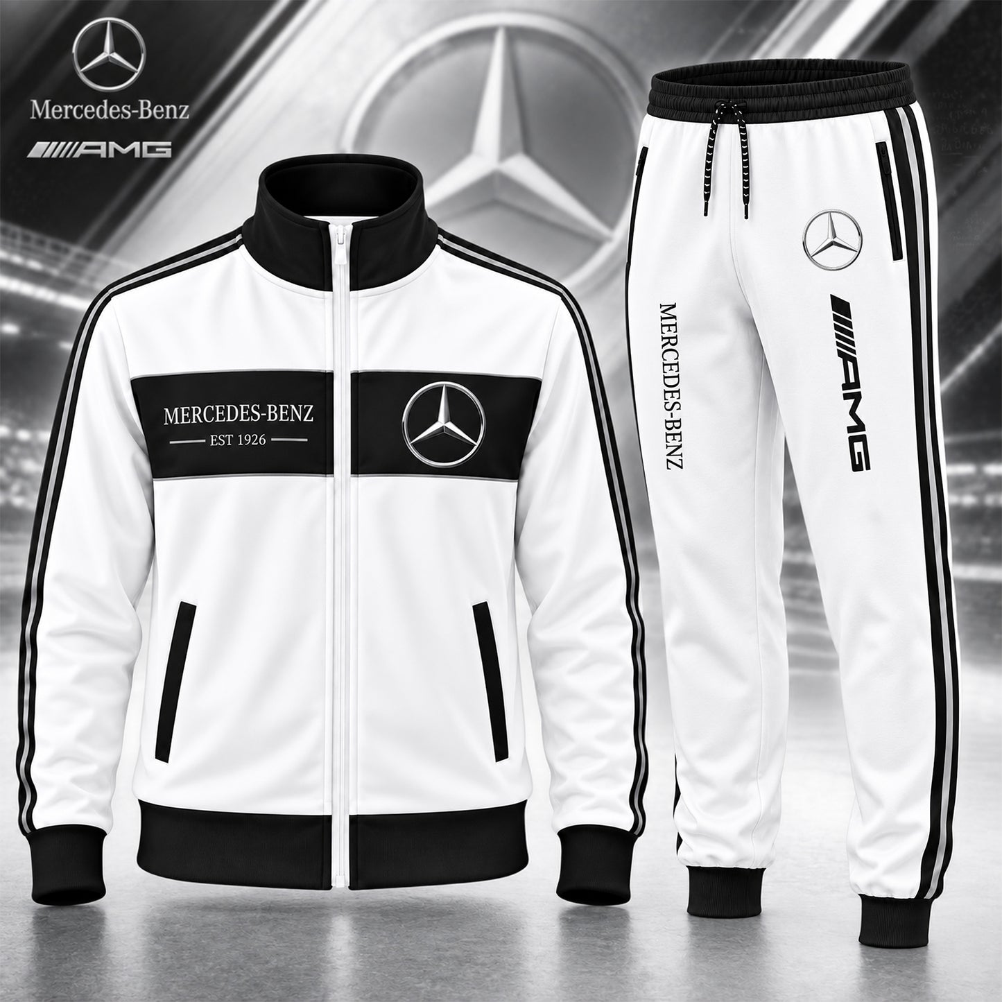 Personalized Merc AMG EST 1926 Zipper Stand Collar Jacket & Sweatpants