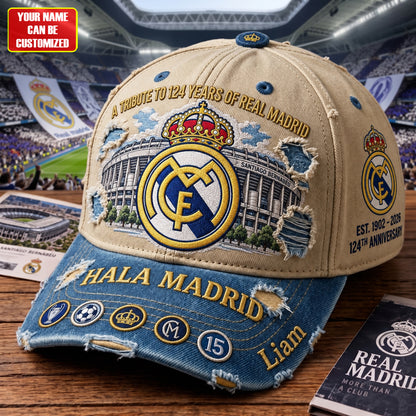 Real FC Celebrate 124 Years Of Legend - Personalized Classic Cap, Gift For Real Fans