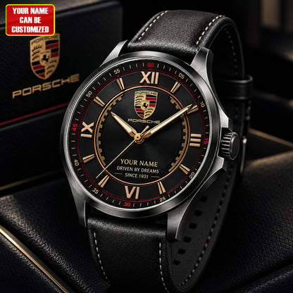 Personalized Pors Premium Luxury Leather Strap Watch V3