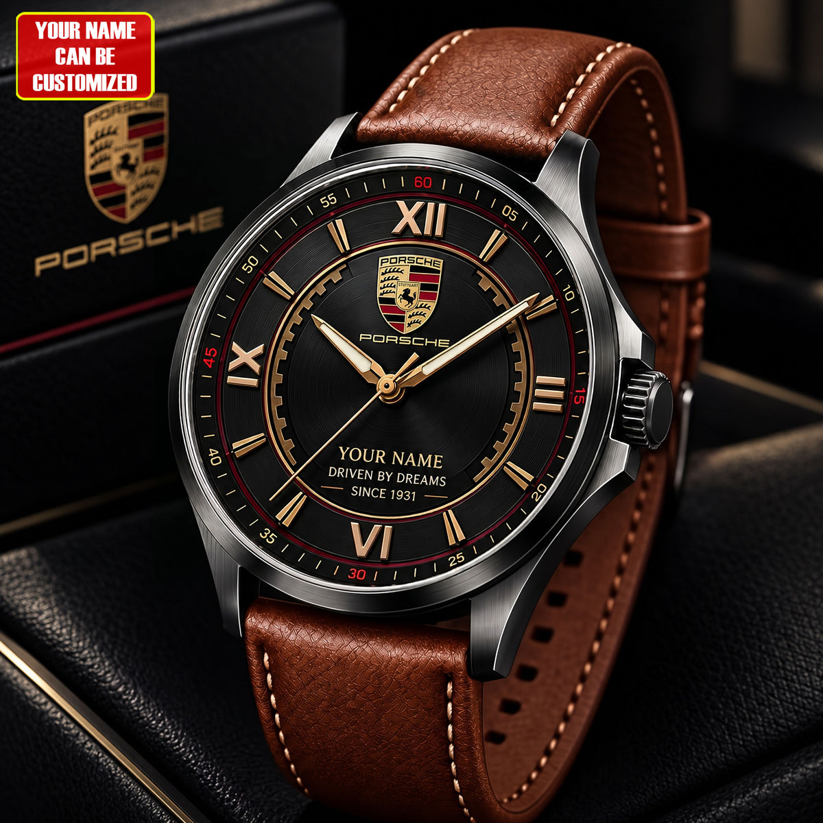 Personalized Pors Premium Luxury Leather Strap Watch V3