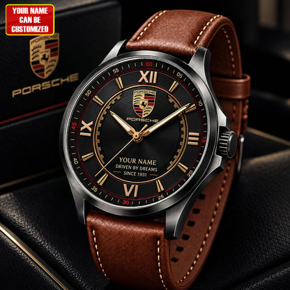 Personalized Pors Premium Luxury Leather Strap Watch V3
