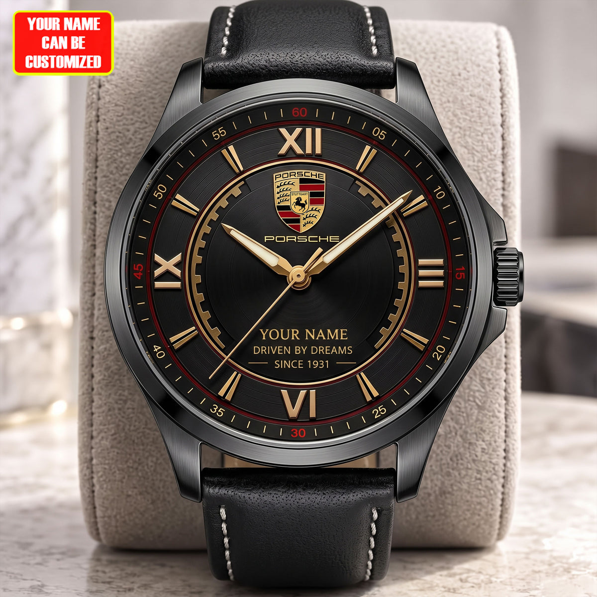 Personalized Pors Premium Luxury Leather Strap Watch V3