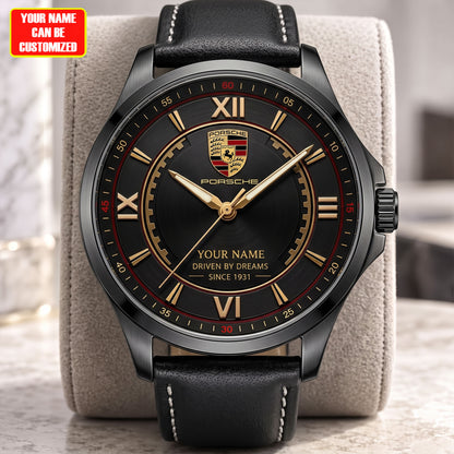 Personalized Pors Premium Luxury Leather Strap Watch V3