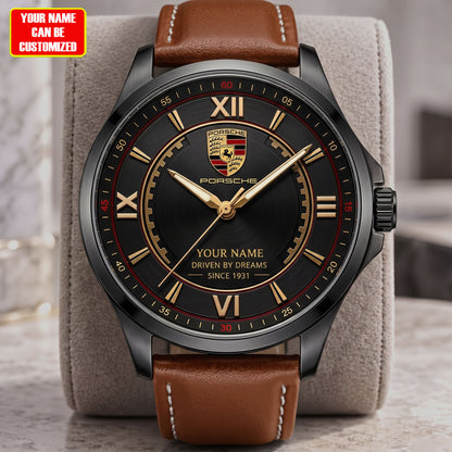 Personalized Pors Premium Luxury Leather Strap Watch V3