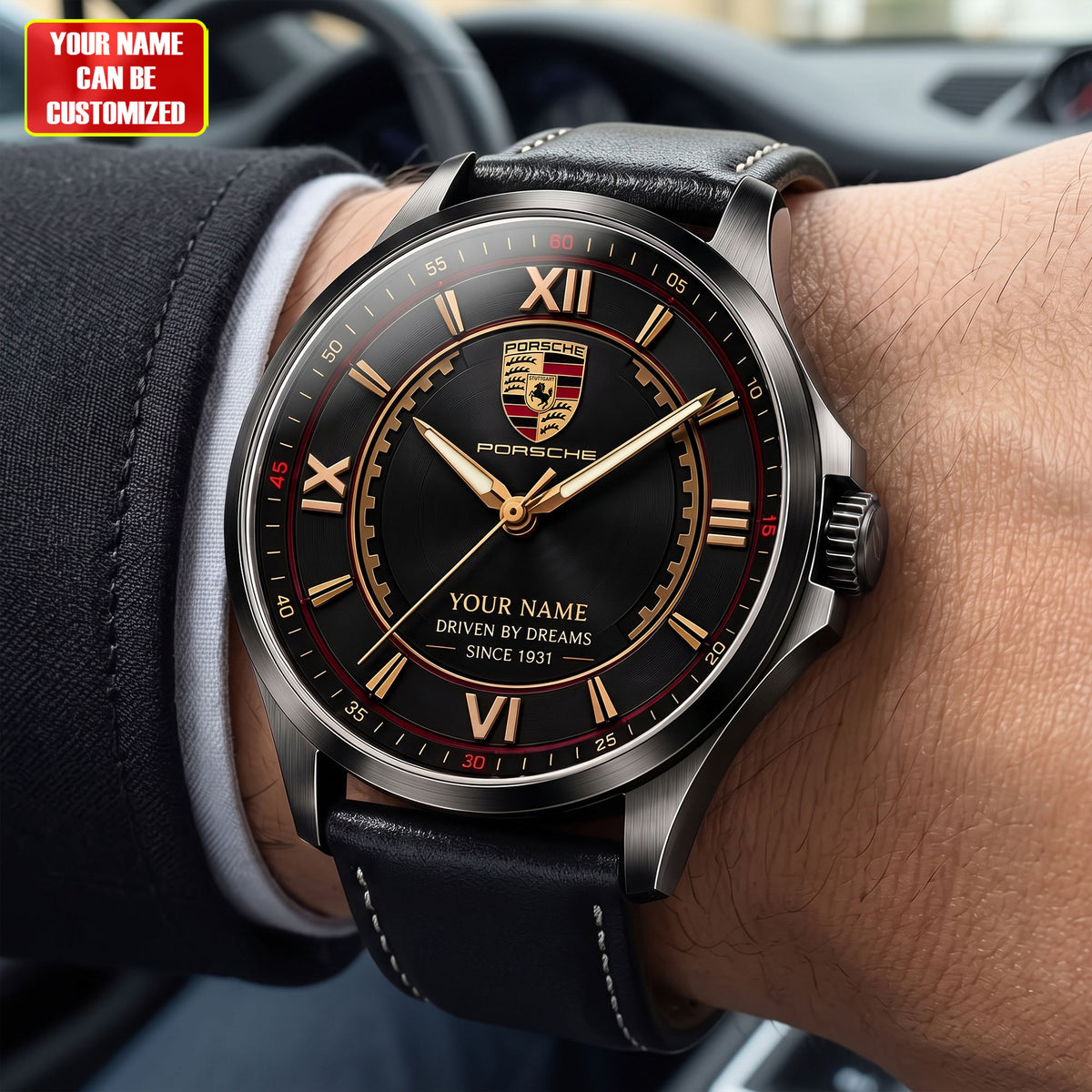 Personalized Pors Premium Luxury Leather Strap Watch V3