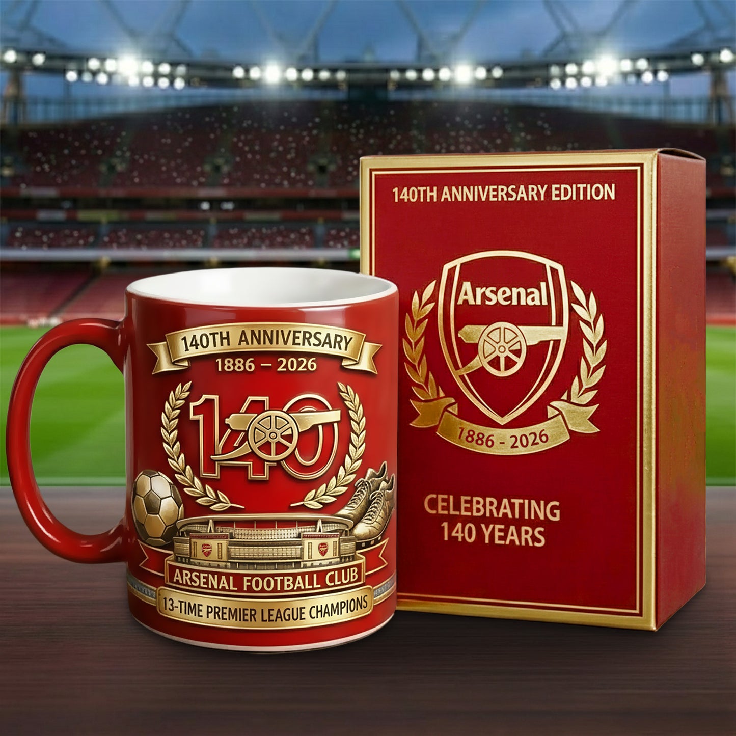 Arsenal 140 Years Anniversary Accent Mug , Cream Mug Gifts , Holiday Gifts