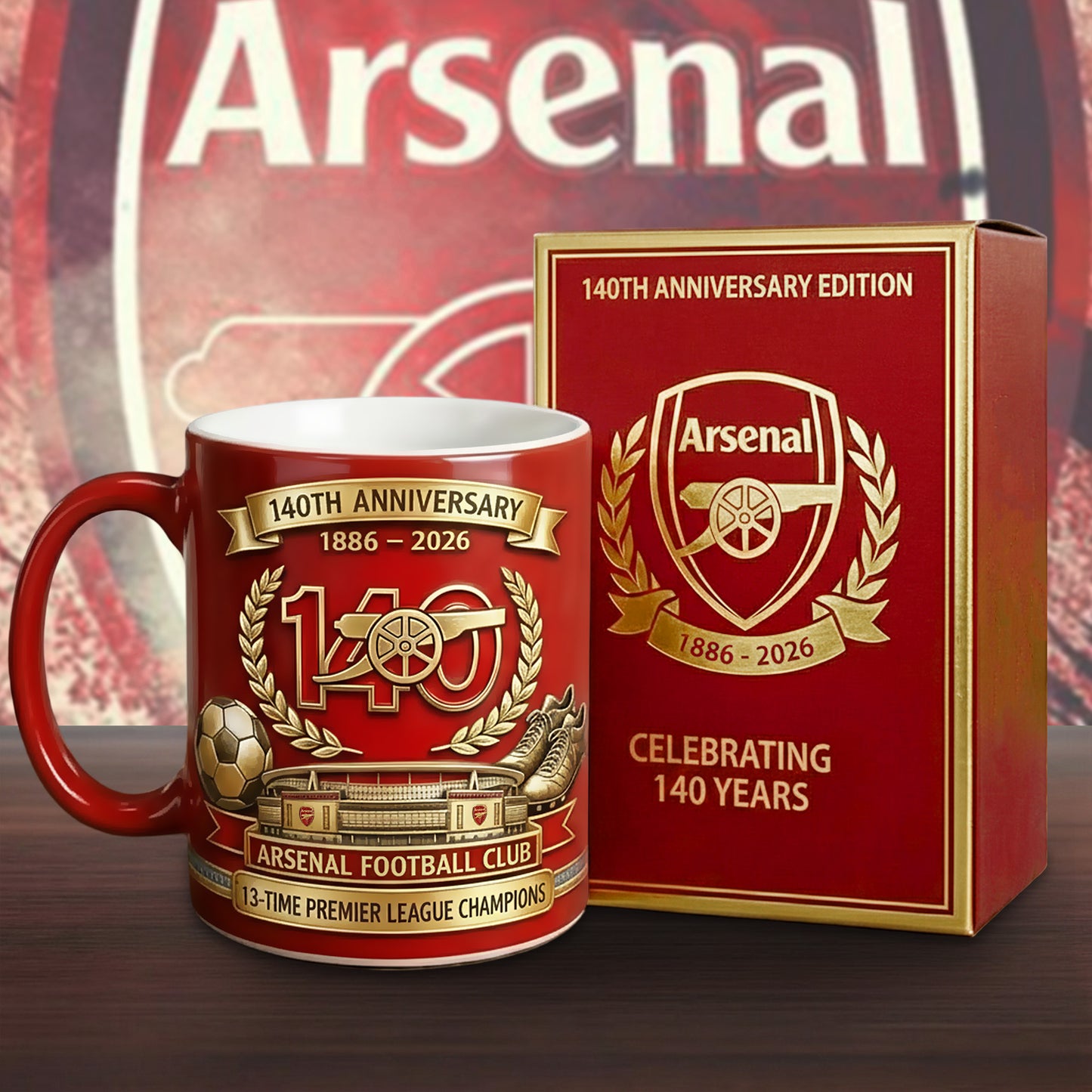 Arsenal 140 Years Anniversary Accent Mug , Cream Mug Gifts , Holiday Gifts