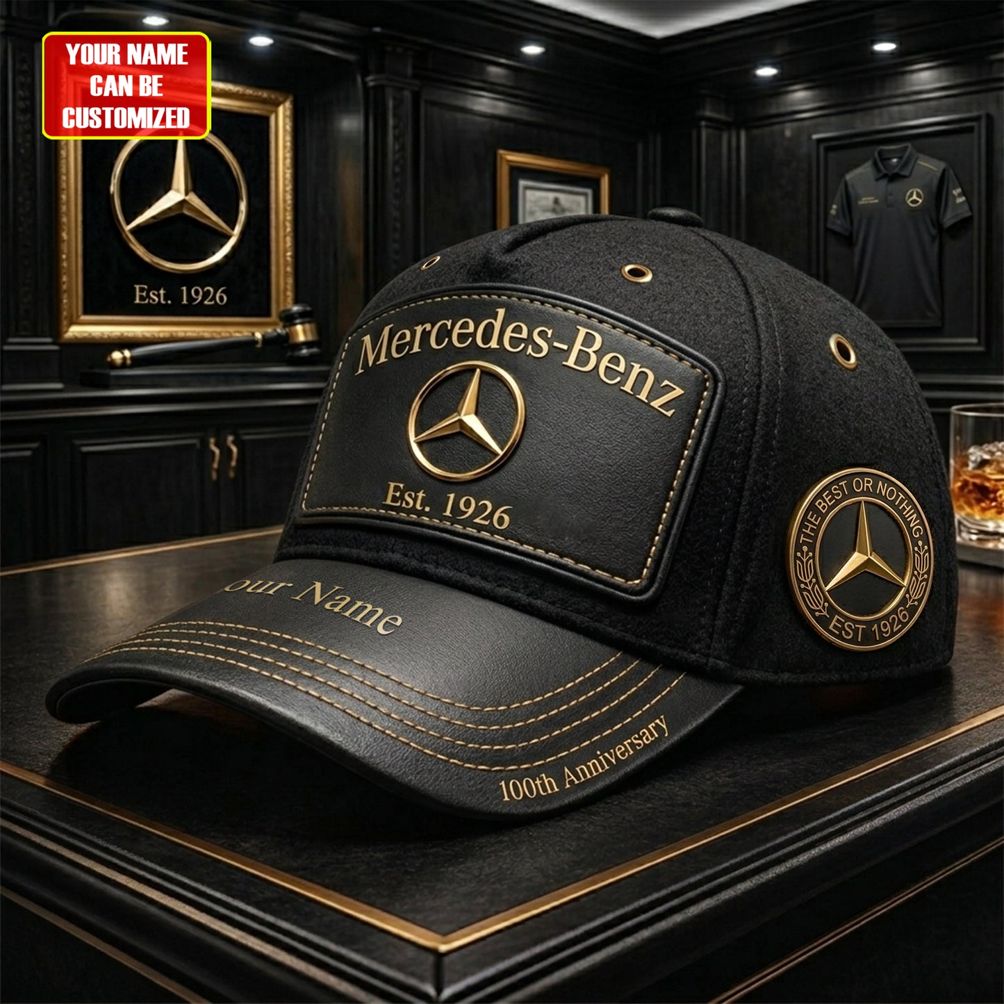 Personalized Merc Leather Vintage 100th Anniversary Classic Cap (1926-2026)