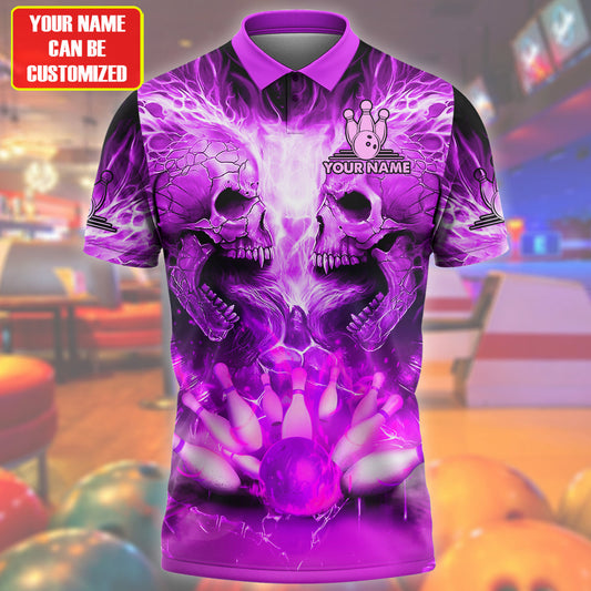 Personalized Name Skull Bowling Blue Version All Over Printed Unisex Shirt Q080505