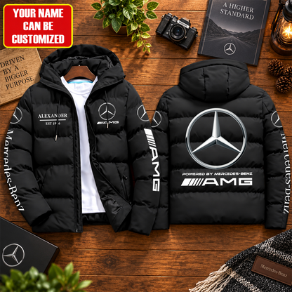 Personalized Merc AMG EST 1926 Puffer Jacket With Hood