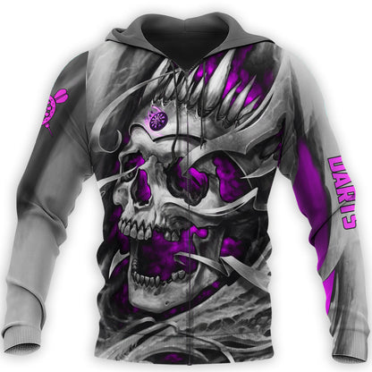 Personalized Name Purple Skull Darts All Over Printed Unisex Shirt Q080901