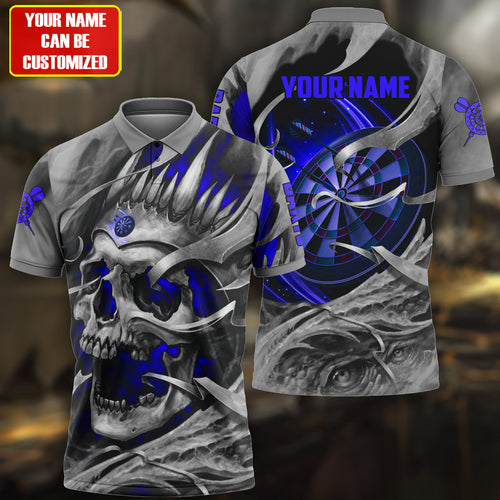 Personalized Name Blue Skull Darts All Over Printed Unisex Shirt Q080901