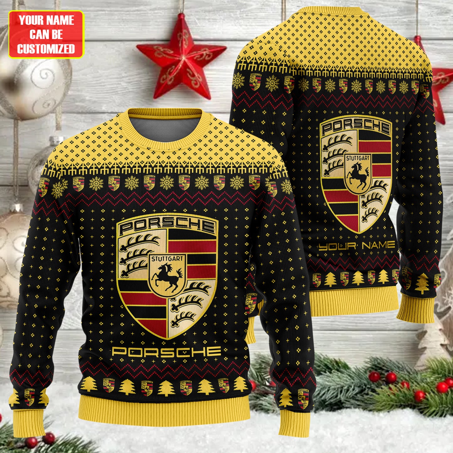 Personalized Pors Q2 Ugly Christmas Sweater , Unisex Wool Sweater