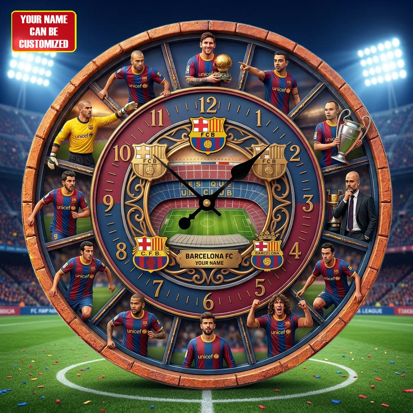 Barca FC Champions Home Decorative 3D Visual Effect Acrylic Wall Clock