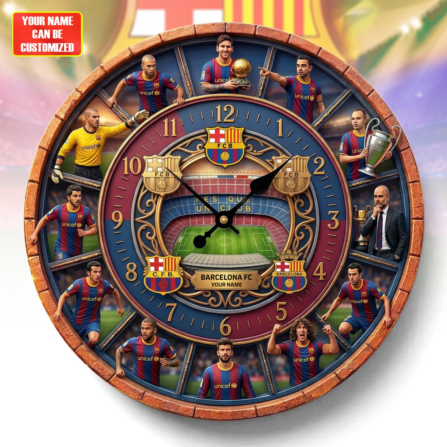 Barca FC Champions Home Decorative 3D Visual Effect Acrylic Wall Clock