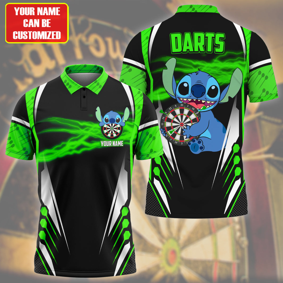 Personalized Name St Darts Q2 Green Version All Over Printed Unisex Shirt Q090401