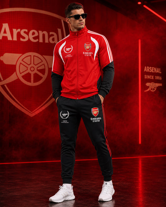 Personalized Arsenal 140TH Anniversary Zipper Stand Collar Jacket & Sweatpants Set (1886-2026)