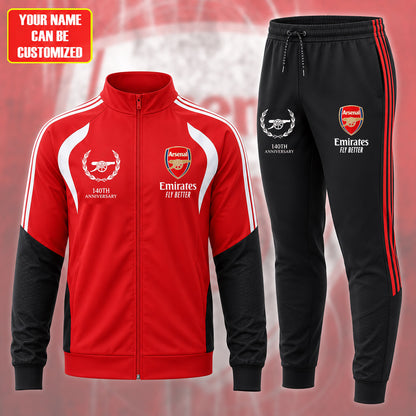 Personalized Arsenal 140TH Anniversary Zipper Stand Collar Jacket & Sweatpants (1886-2026)