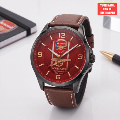 Personalized Arsenal FC The Gunners Luxury Leather Strap Watch