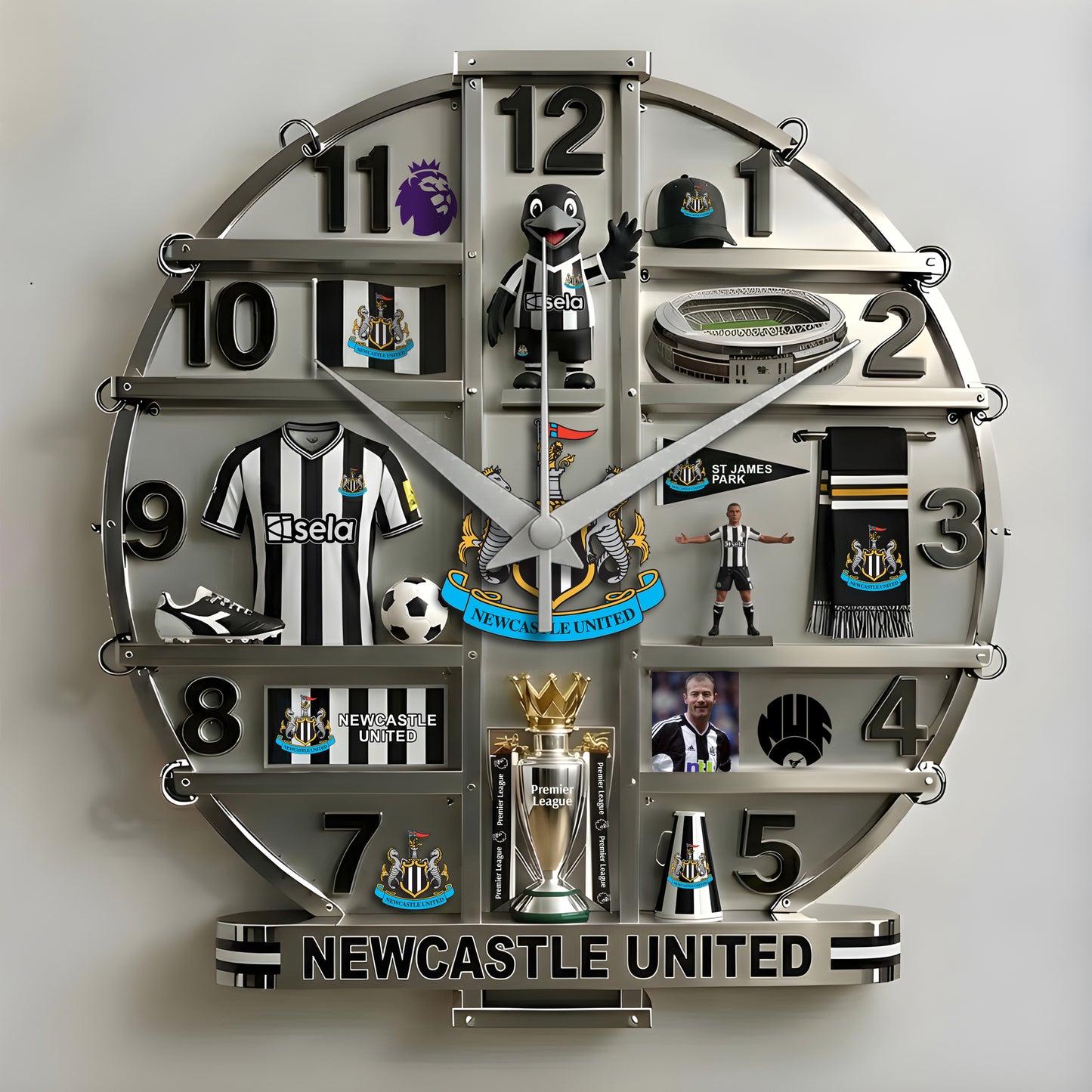 Newcastle United Home Decorative 3D Visual Effect Acrylic Wall Clock
