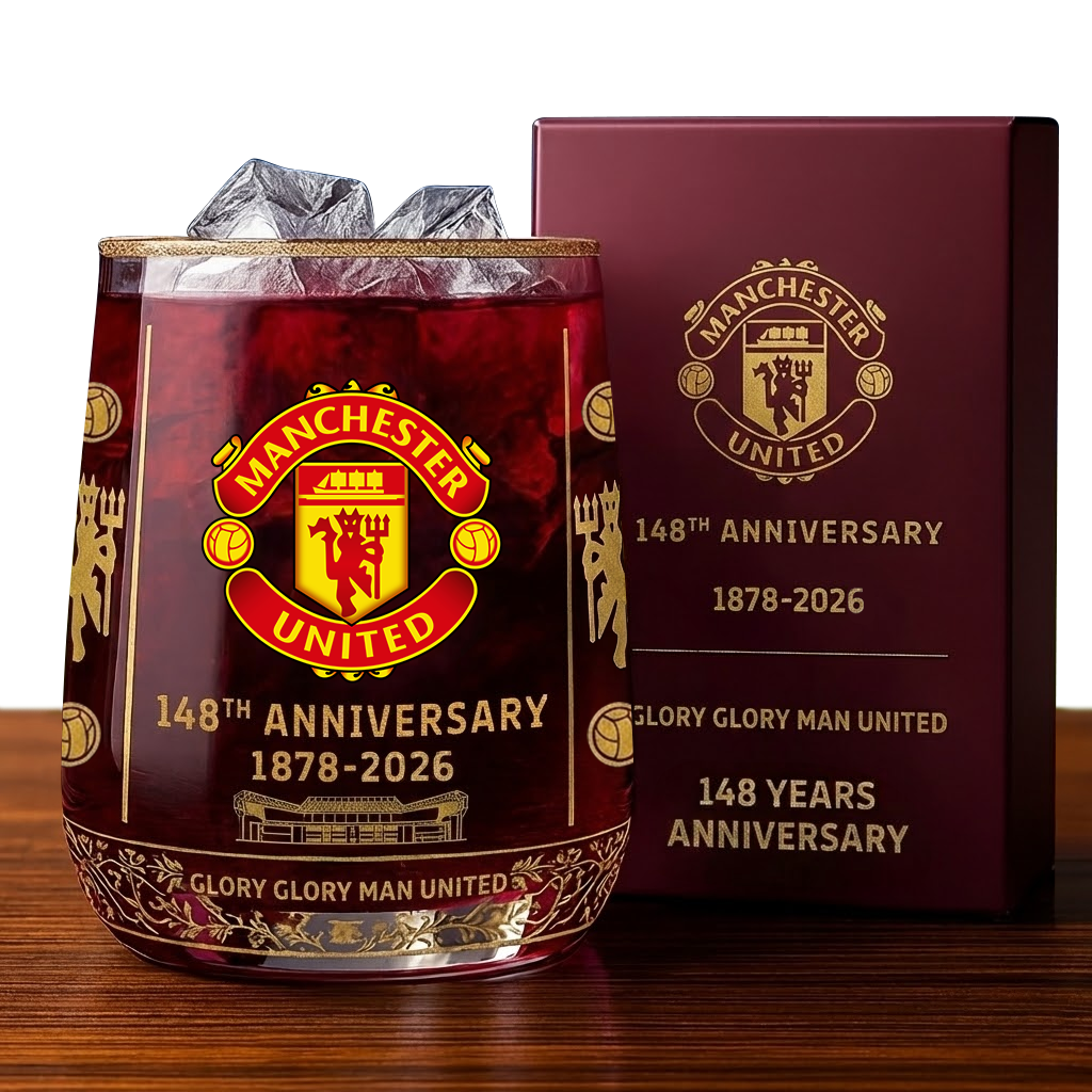 Personalized MU FC 148 Years Anniversary Whisky , MU Whiskey Glass, Holiday Gifts V6