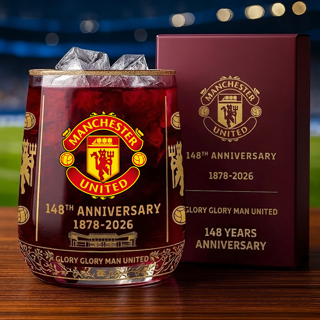 Personalized MU FC 148 Years Anniversary Whisky , MU Whiskey Glass, Holiday Gifts V6