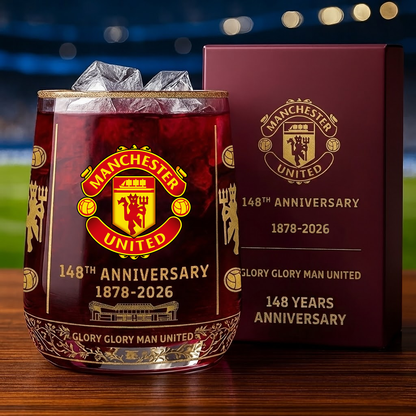 Personalized MU FC 148 Years Anniversary Whisky , MU Whiskey Glass, Holiday Gifts V6
