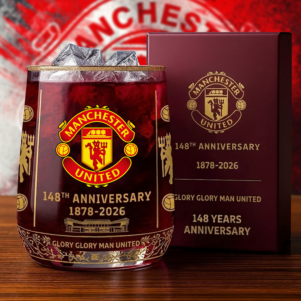 Personalized MU FC 148 Years Anniversary Whisky , MU Whiskey Glass, Holiday Gifts V6