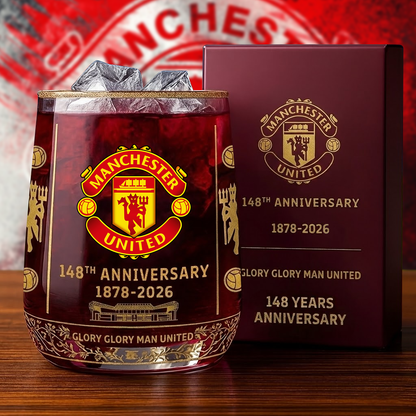 Personalized MU FC 148 Years Anniversary Whisky , MU Whiskey Glass, Holiday Gifts V6