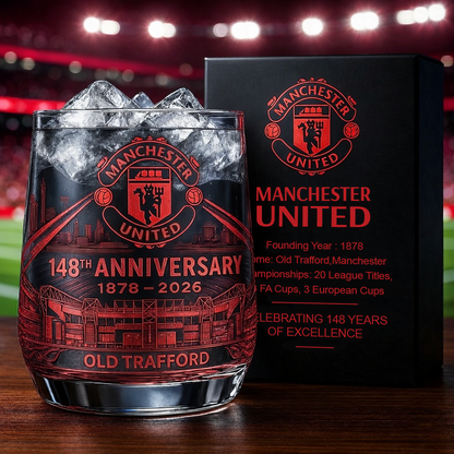 Personalized MU FC 148 Years Anniversary Whisky , MU Whiskey Glass, Holiday Gifts V7
