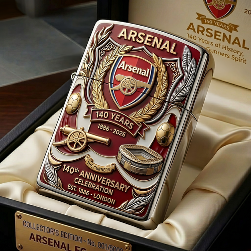 Arsenal FC 140th Anniversary Edition Luxury Zippo Lighter (1886-2026)