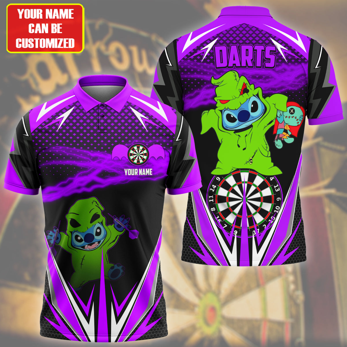 Personalized Name St Darts Halloween Purple Version All Over Printed Unisex Shirt Q100804