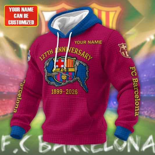 Personalized Barca 127th Anniversary Fabric Hooded Sweatshirt