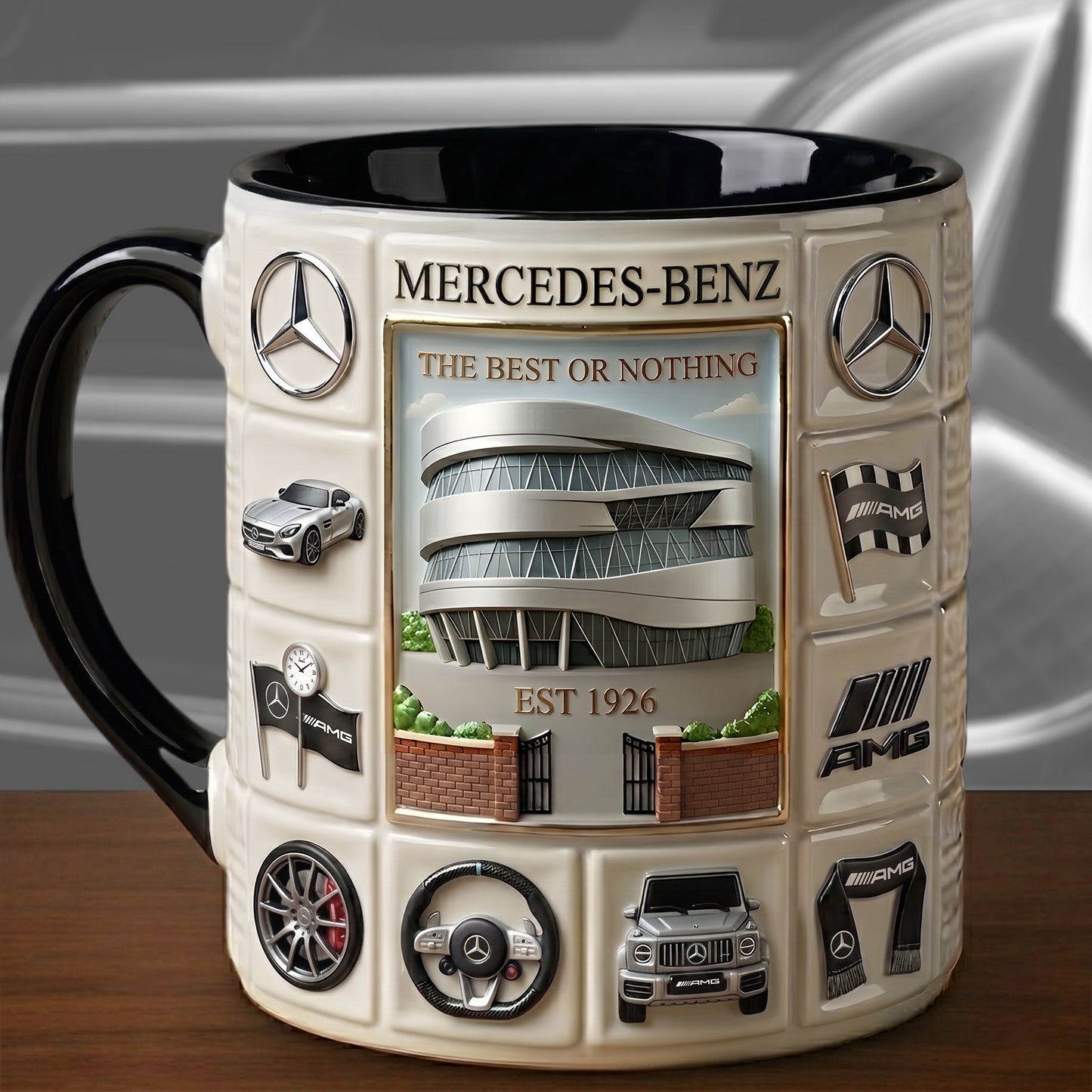 Personalized Merc AMG Accent Mug , Cream Mug Gifts , Holiday Gifts V2