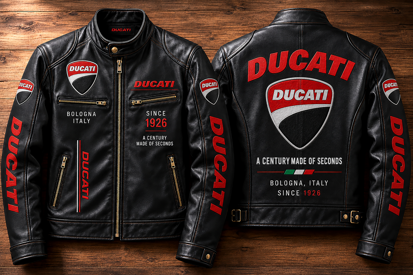 DCT Since 1926 Vintage Collar Leather Jacket