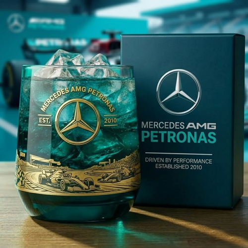 Personalized Merc AMG Petronas EST 2010 Whisky , Merc AMG Petronas Whiskey Glass, Holiday Gifts