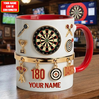Personalized Darts Accent Mug , Cream Mug Gifts , Holiday Gifts