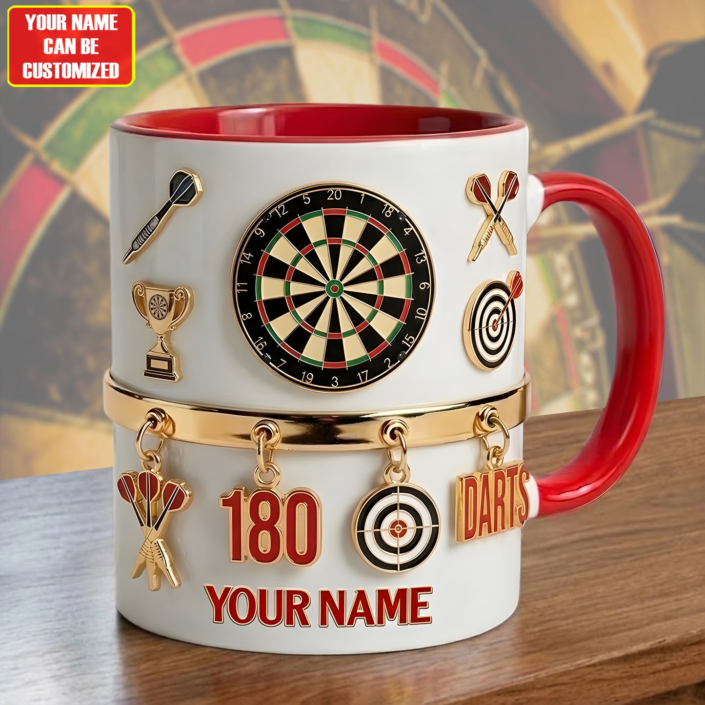 Personalized Darts Accent Mug , Cream Mug Gifts , Holiday Gifts