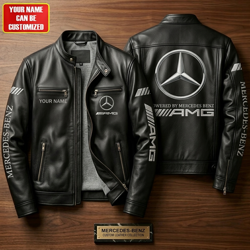 Merc AMG Vintage Collar Leather Jacket