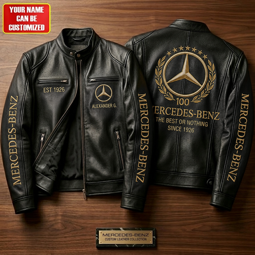 Merc 100 Years Anniversary Vintage Collar Leather Jacket