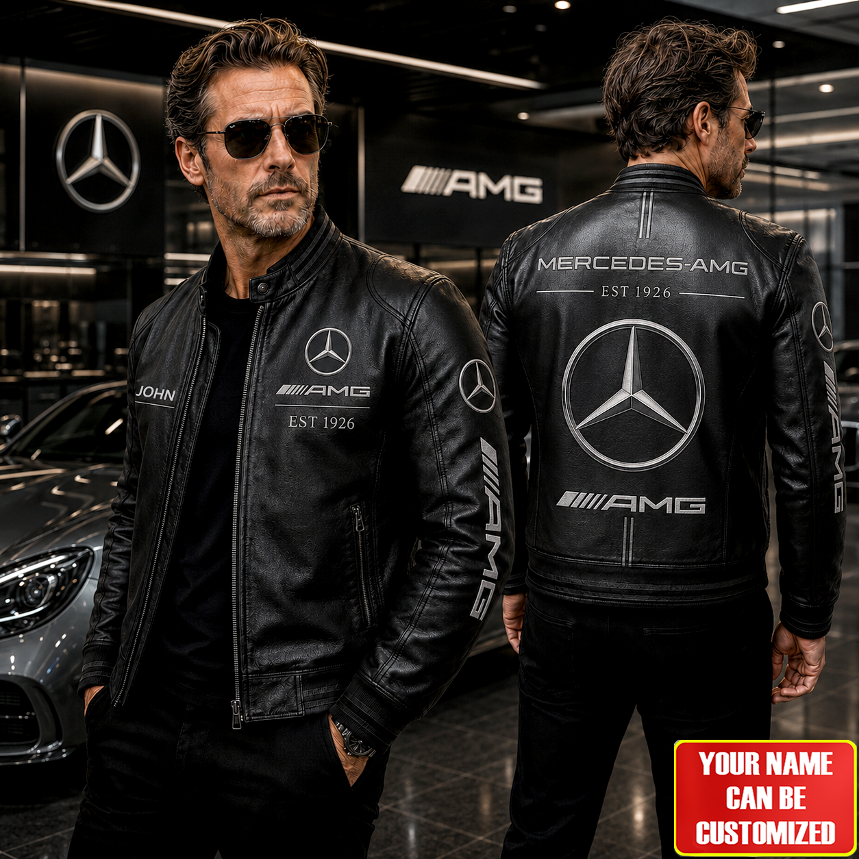 Merc AMG Edition Vintage Collar Leather Jacket