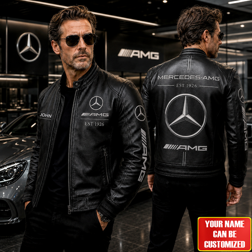 Merc AMG Edition Vintage Collar Leather Jacket