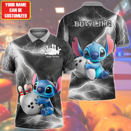 Personalized Name Black ST Bowling Thunder All Over Printed Unisex Shirt Q120605