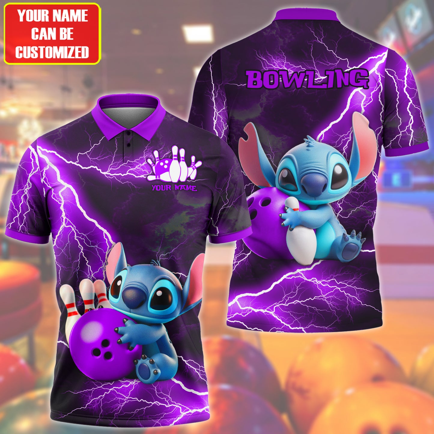 Personalized Name Purple ST Bowling Thunder All Over Printed Unisex Shirt Q120605