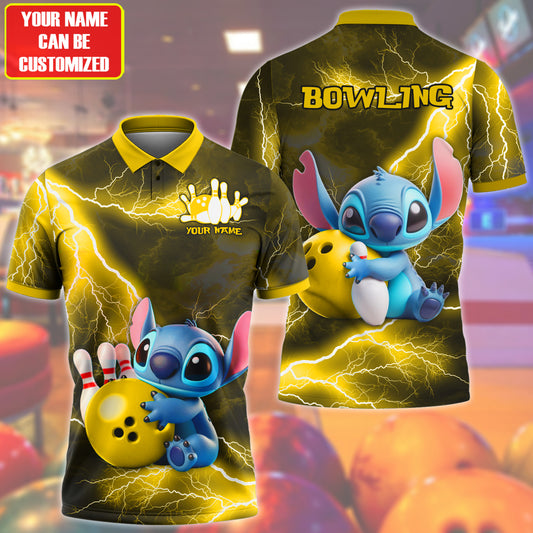 Personalized Name Yellow ST Bowling Thunder All Over Printed Unisex Shirt Q120605