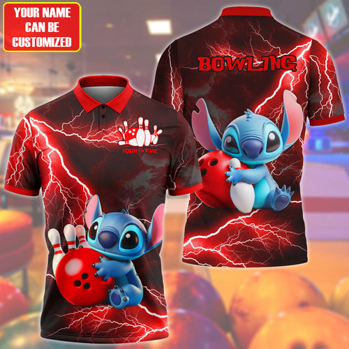 Personalized Name Red ST Bowling Thunder All Over Printed Unisex Shirt Q120605
