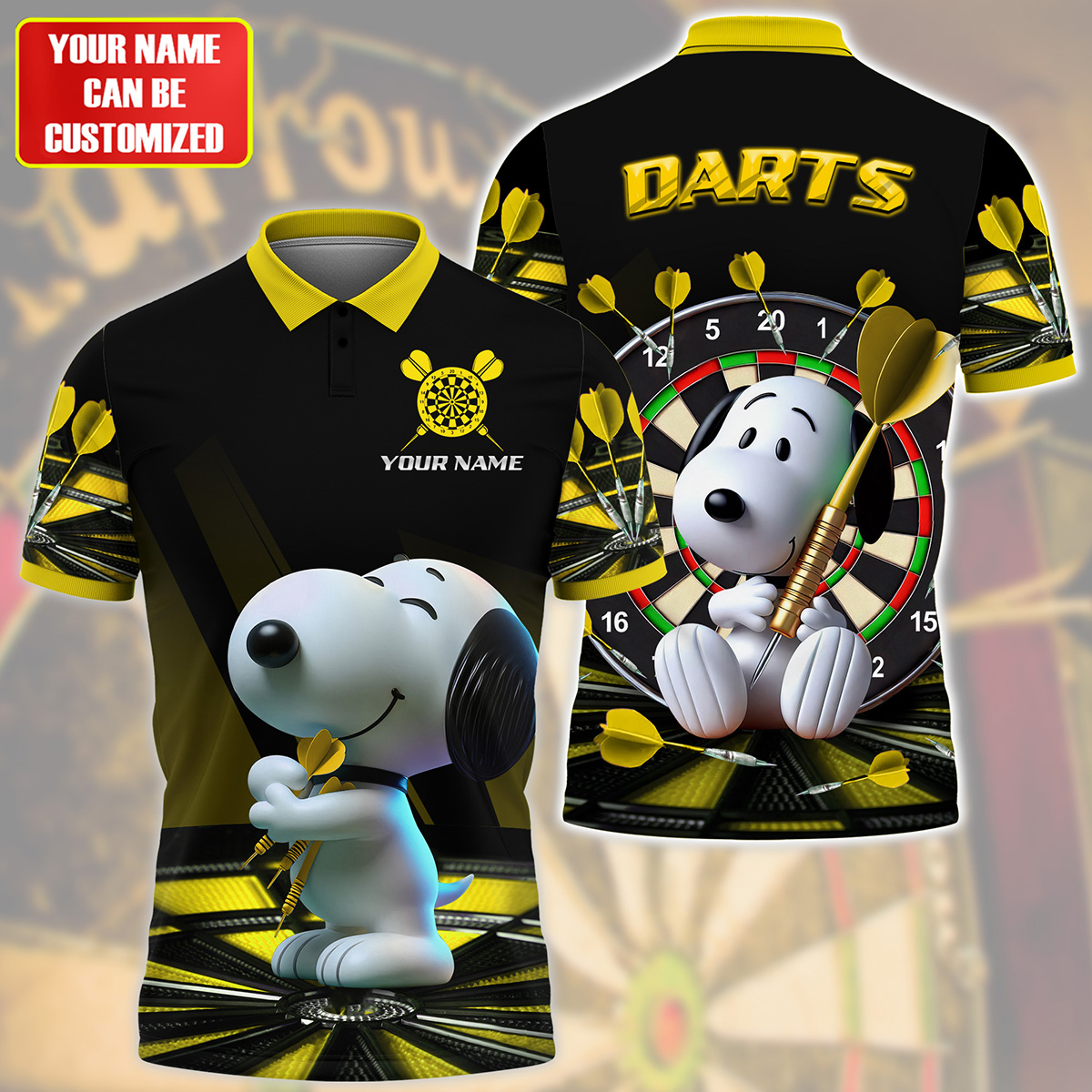 Personalized Name Yellow Snp Darts Q2 All Over Printed Unisex Shirt Q120606