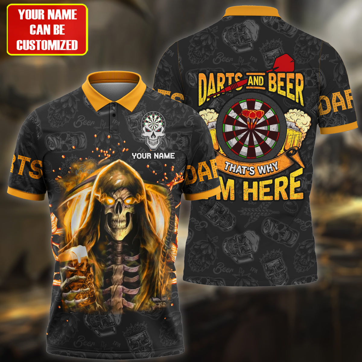 Personalized Name Darts Skull Beer All Over Printed Unisex Shirt Q120911