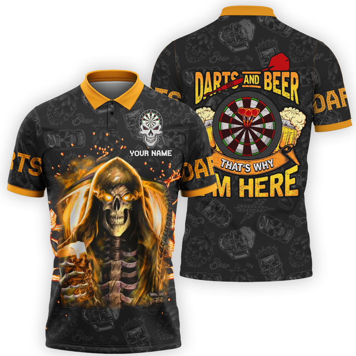 Personalized Name Darts Skull Beer All Over Printed Unisex Shirt Q120911