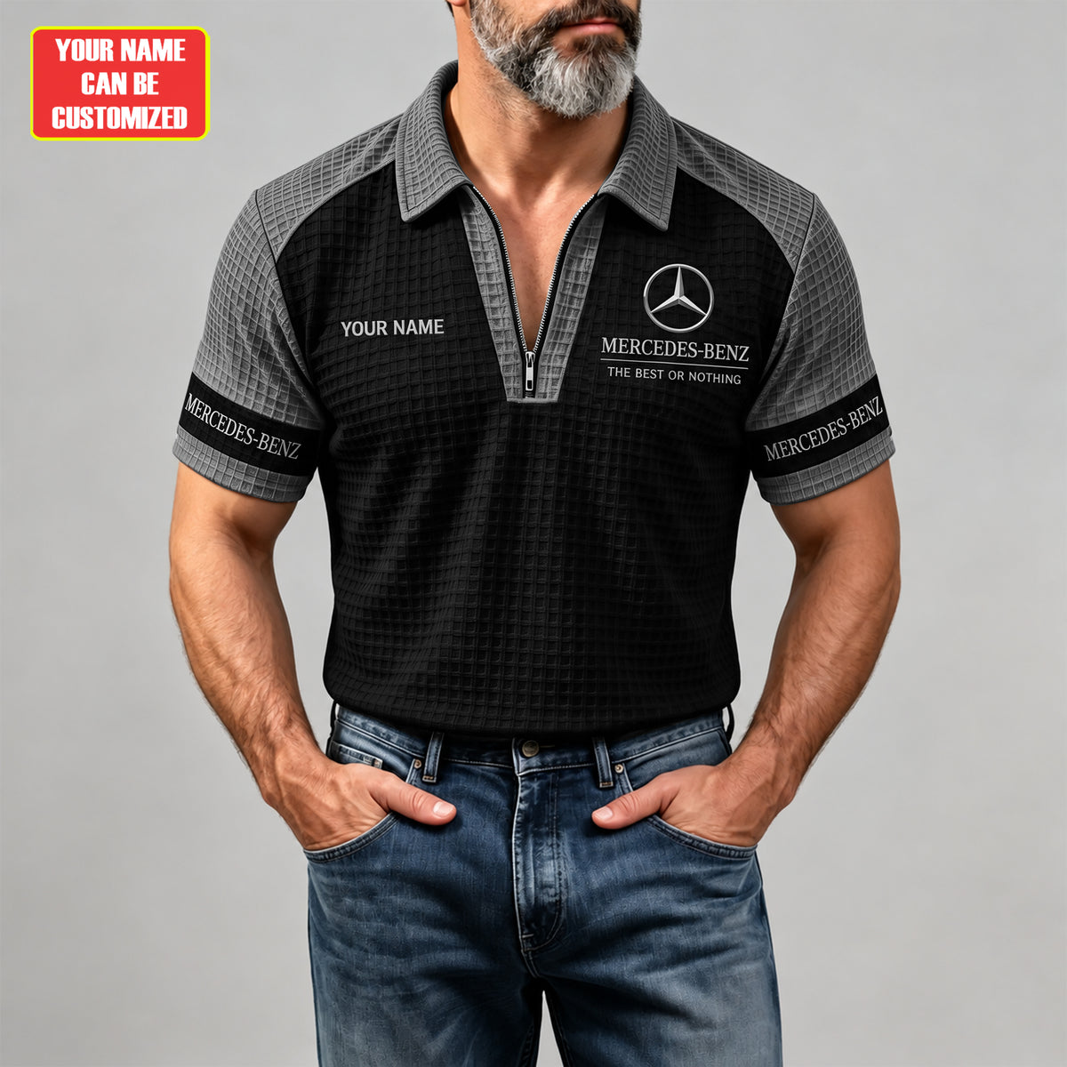 Merc Luxury Auto Heritage - Personalized Quarter Zipper Polo Shirt